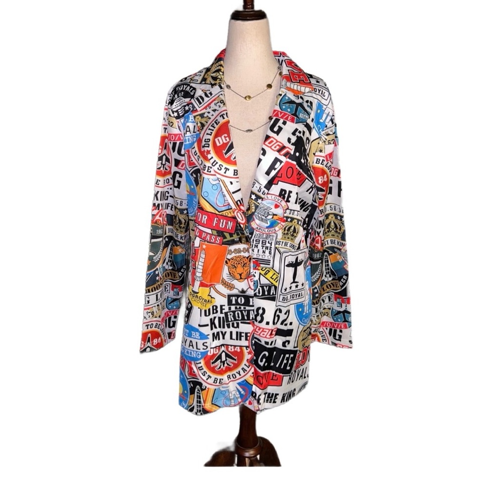 Charlie Charlie Charlotte • Large • Graffiti Travel Print • Multi-Colors Blazer - Picture 1 of 16